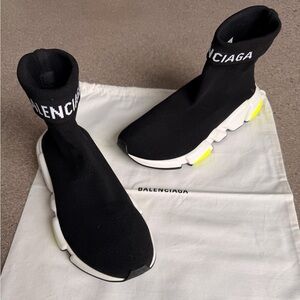 Balenciaga Speed Trainers Black/White Logo – Authentic – Size 7 US